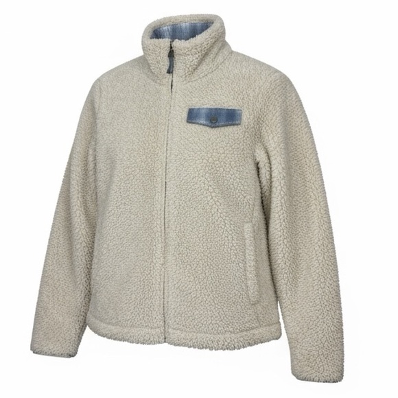 *PENDLETON Jacket Womens Medium Sherpa Fleece Full Zip Plaid Lining Fuzzy Coat - Picture 1 of 8